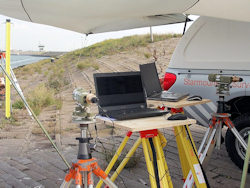 An 1800 metres centered water crossing survey set-up with two Wild N3's